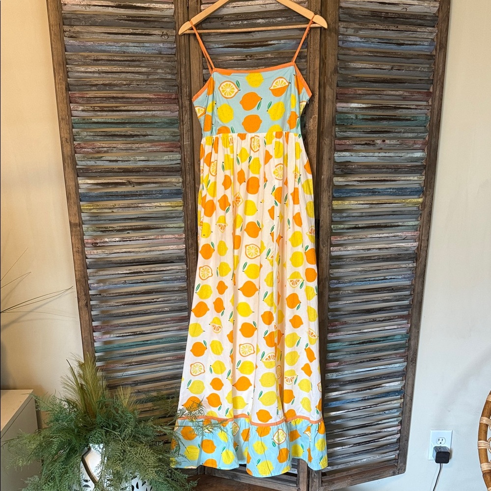 In Bloom Citrus Delight Maxi Dress - Orange and Yellow